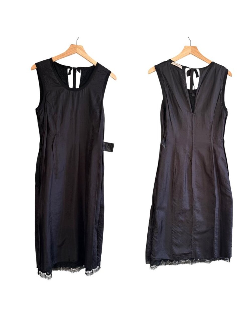 Prada Black Lace Dress Navy Underlayer Italy 44 Never Worn Garment Bag - Picture 13 of 15